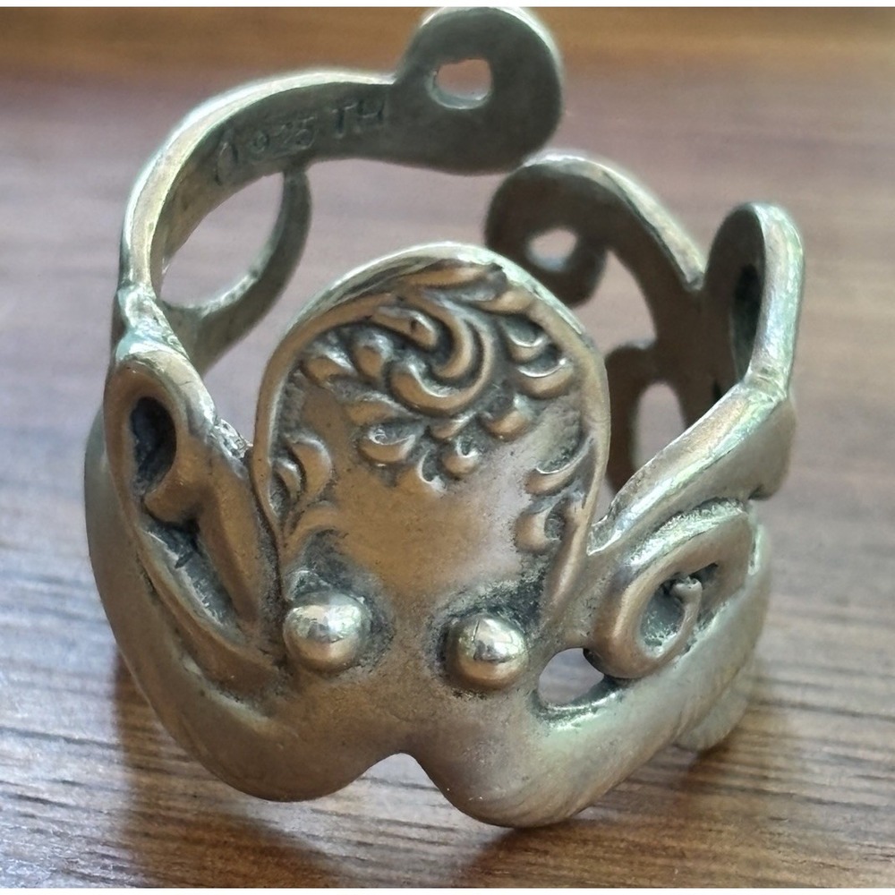 Sterling Silver Wide Octopus Ring Adjustable